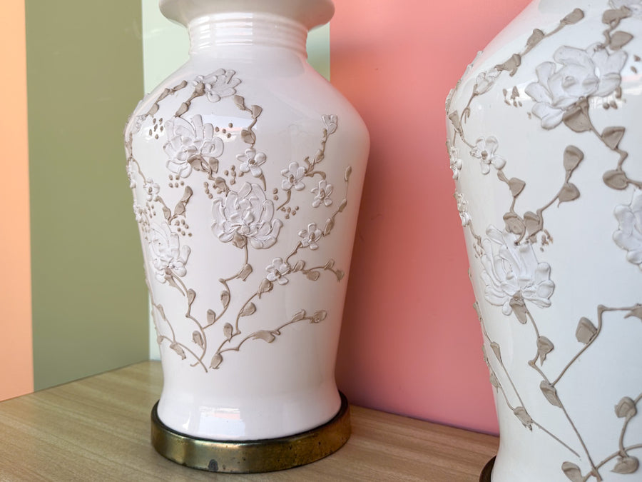 Pair of Neutral Floral Icing Lamps