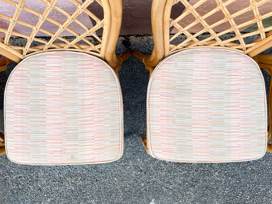Set of Six Cute Coastal Rattan Dining Chairs