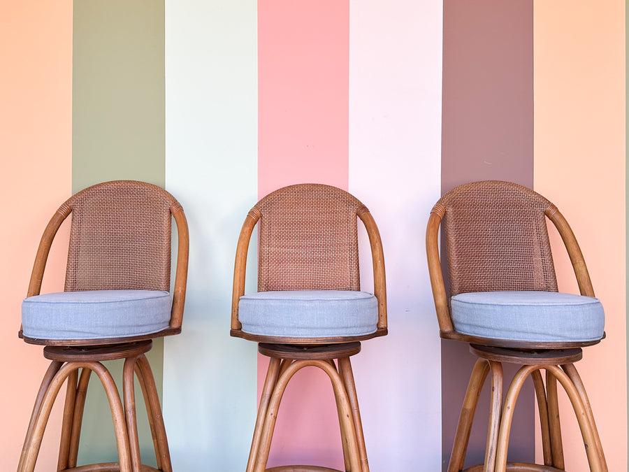 Set of Three Rattan Bar Stools