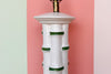 Green and White Faux Bamboo Lamp