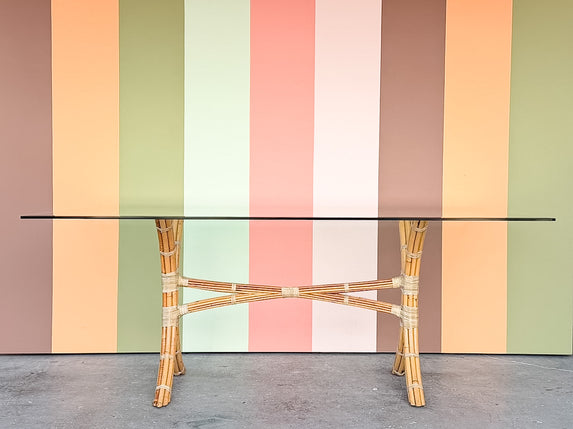 McGuire Style Rattan Dining Table