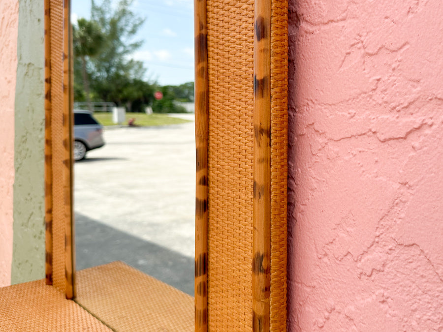 Tortoiseshell Bamboo Mirror with Shelf
