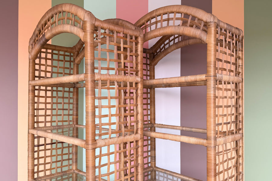 Pair of Rattan Wrapped Etageres