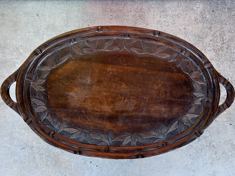 Kips Bay Show House Faux Bamboo Tray and Pedestal