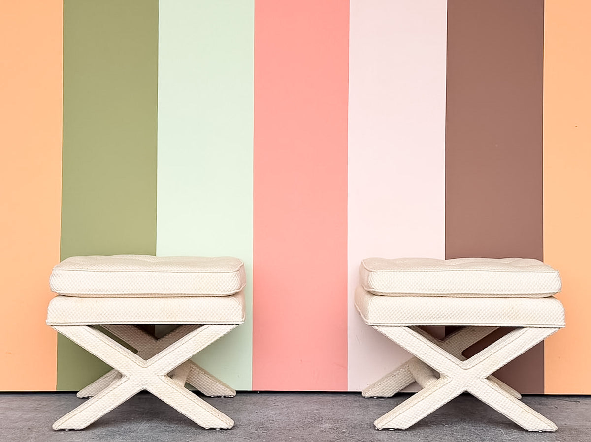 Pair of Upholstered X Benches