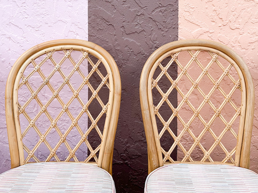 Set of Six Cute Coastal Rattan Dining Chairs