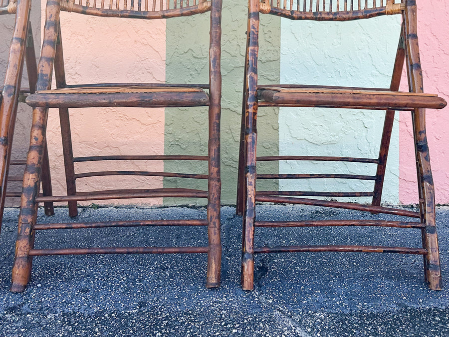 Set of Six Bamboo Folding Chairs