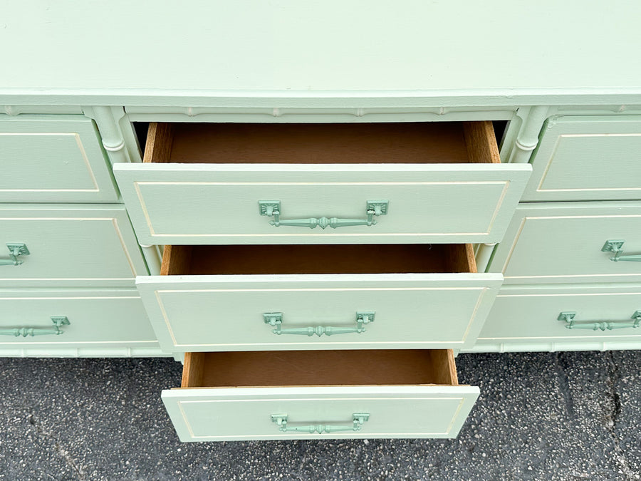 Painted Seafoam Faux Bamboo Dresser