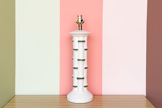 Green and White Faux Bamboo Lamp