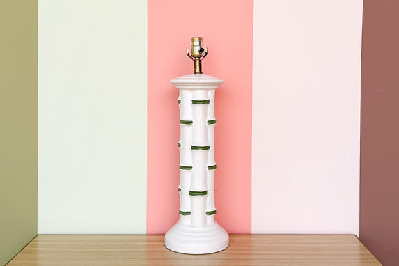 Green and White Faux Bamboo Lamp