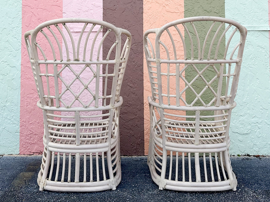 Pair of Rattan Wingback Chairs