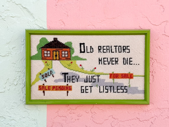 Old Realtors Needlepoint Art