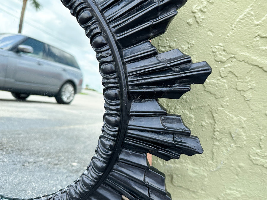 Petite Black Regency Style Sunburst Mirror