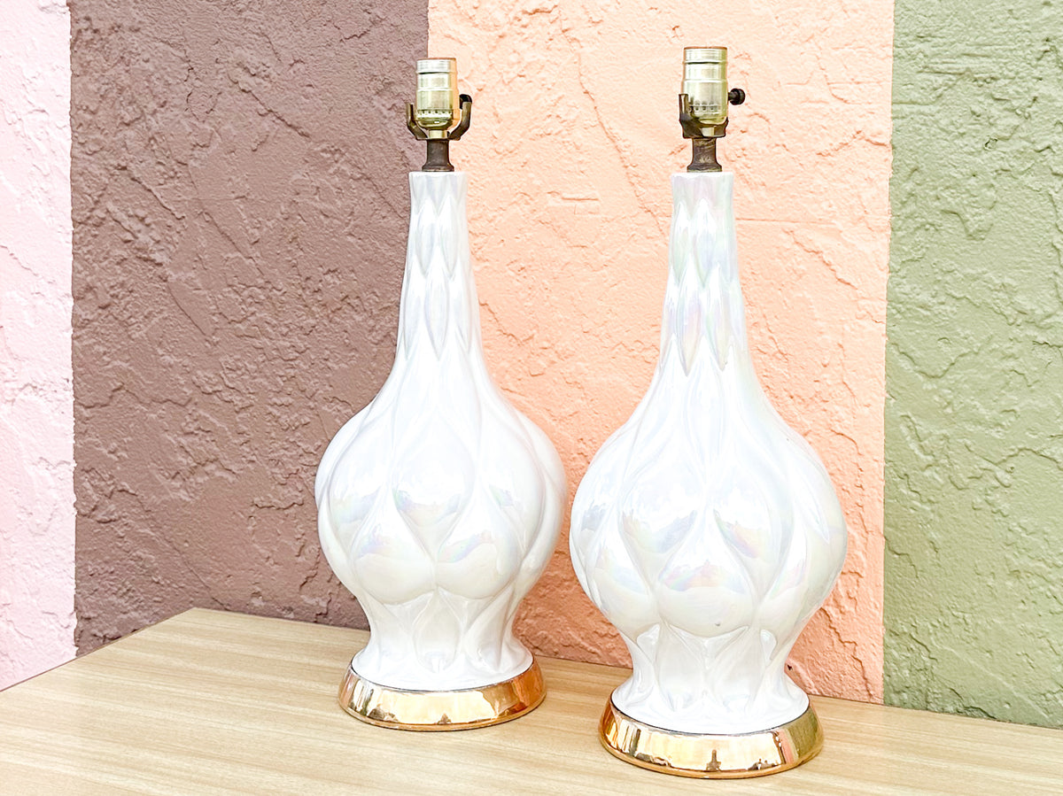 Pair of Iridescent Ceramic Lamps