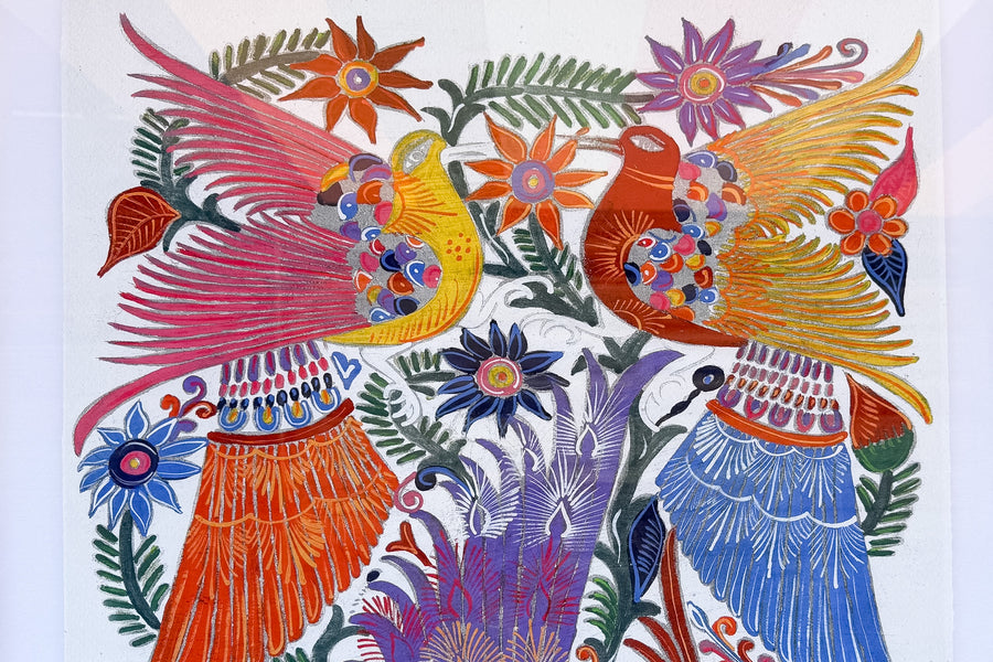 Pair of Colorful Bird Framed Art
