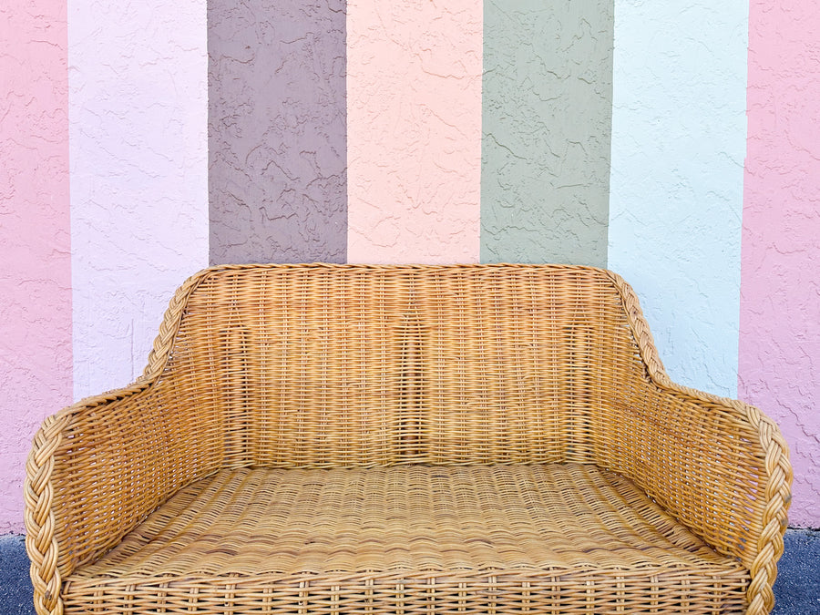 Braided Rattan Loveseat
