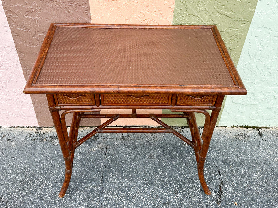 Petite West Indies Style Rattan Writing Desk