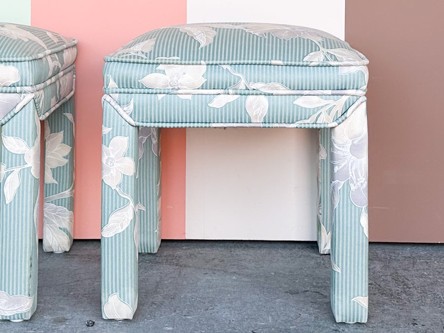 Pair of Floral Chic Parsons Style Stools