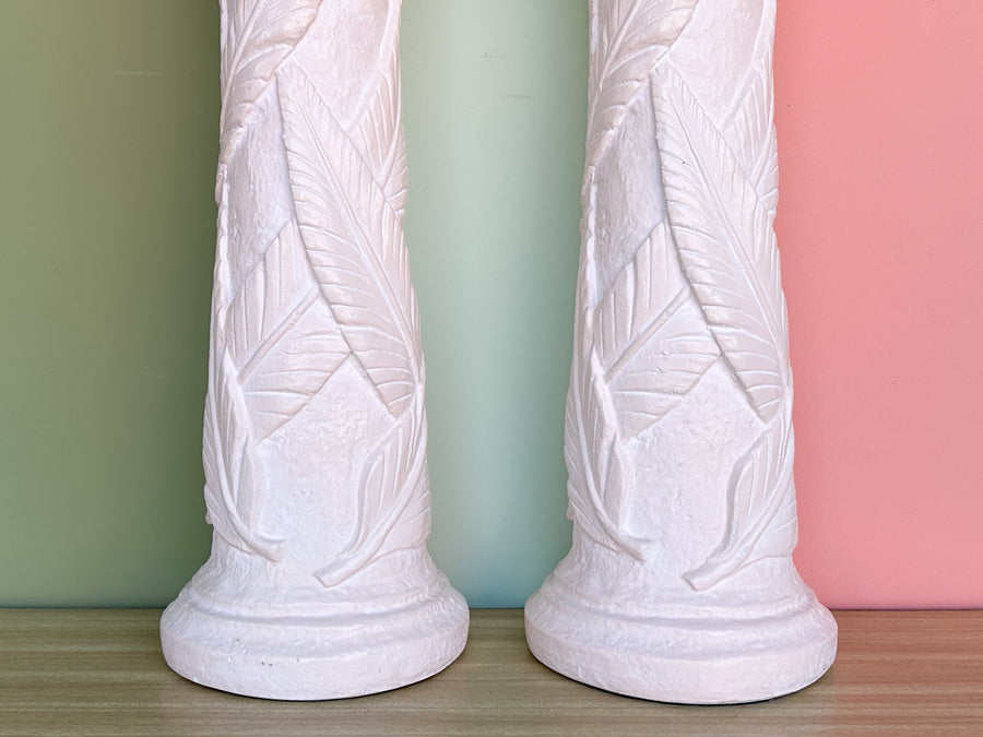 Pair of Plaster Palm Leaf Lamps