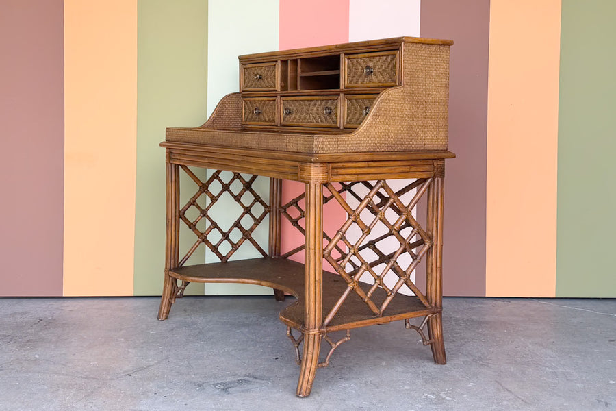 Chippendale Rattan Secretary