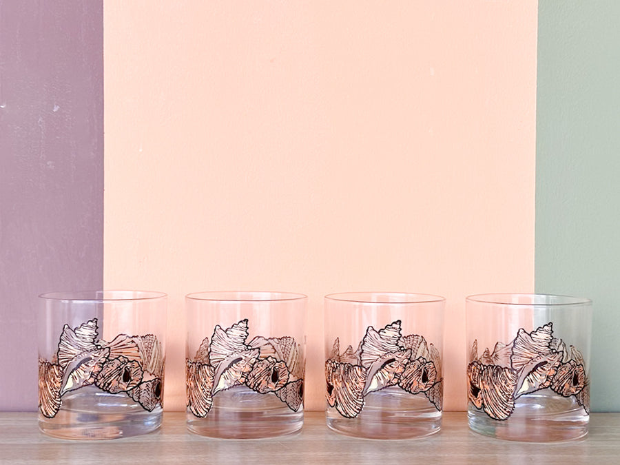 Set of Eight Seashell Rocks Glassware