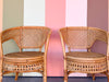 Pair of Rattan and Cane Barrel Chairs
