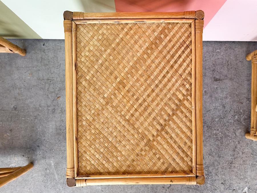 Set of Three Chippendale Rattan Nesting Tables