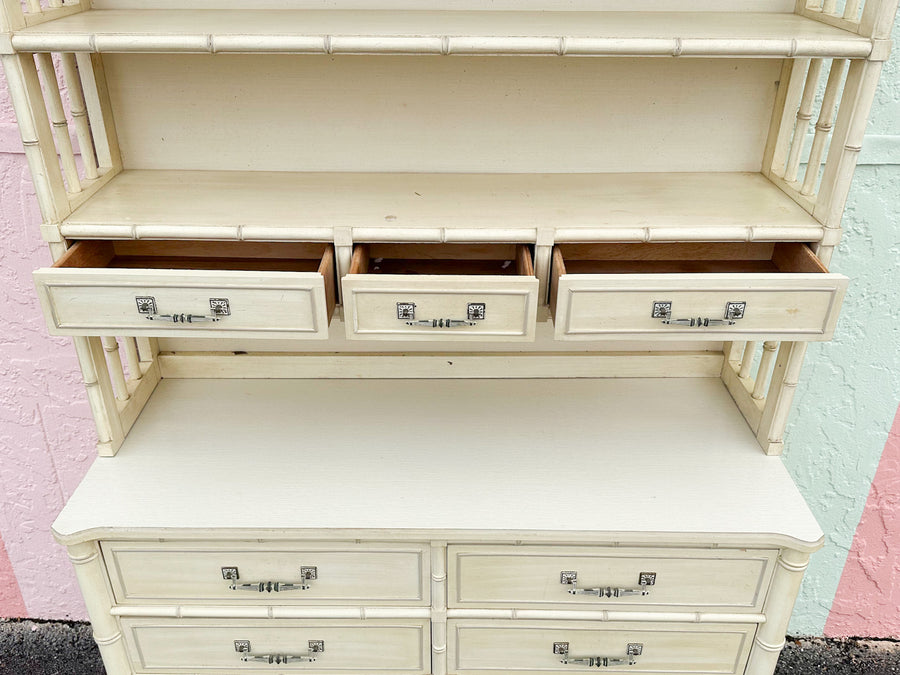 Faux Bamboo Henry Link Dresser and Hutch