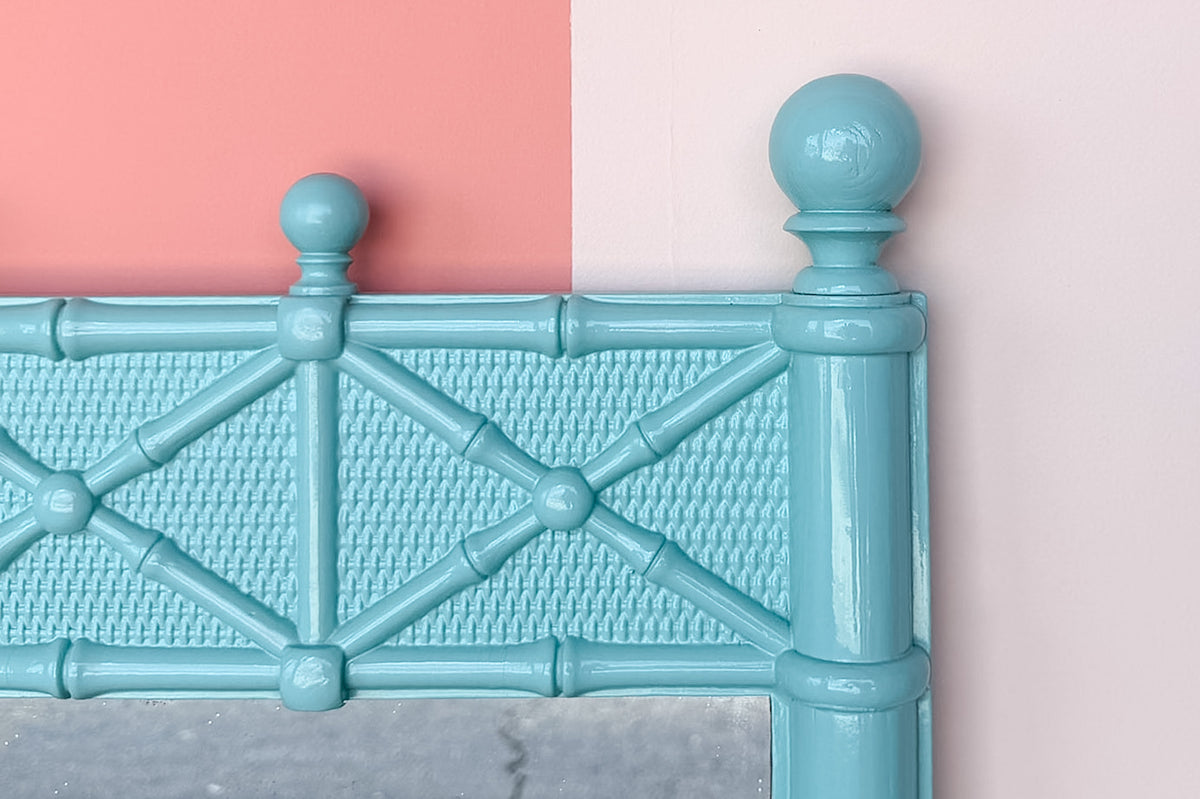 Turquoise Faux Bamboo Omega Mirror