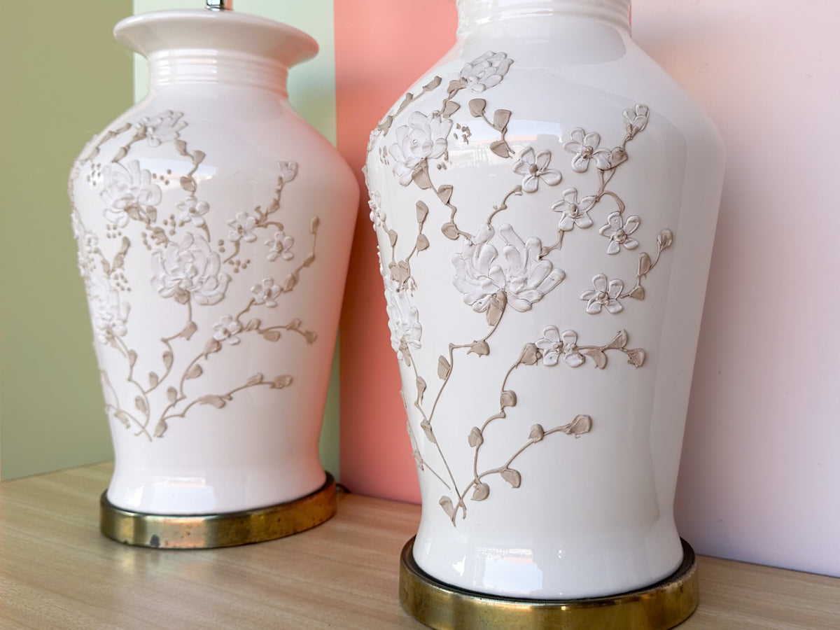 Pair of Neutral Floral Icing Lamps