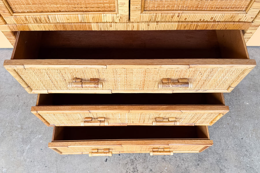 Island Style Rattan Wrapped Cabinet