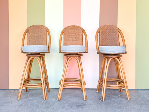 Set of Three Rattan Bar Stools