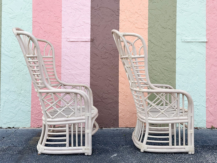 Pair of Rattan Wingback Chairs