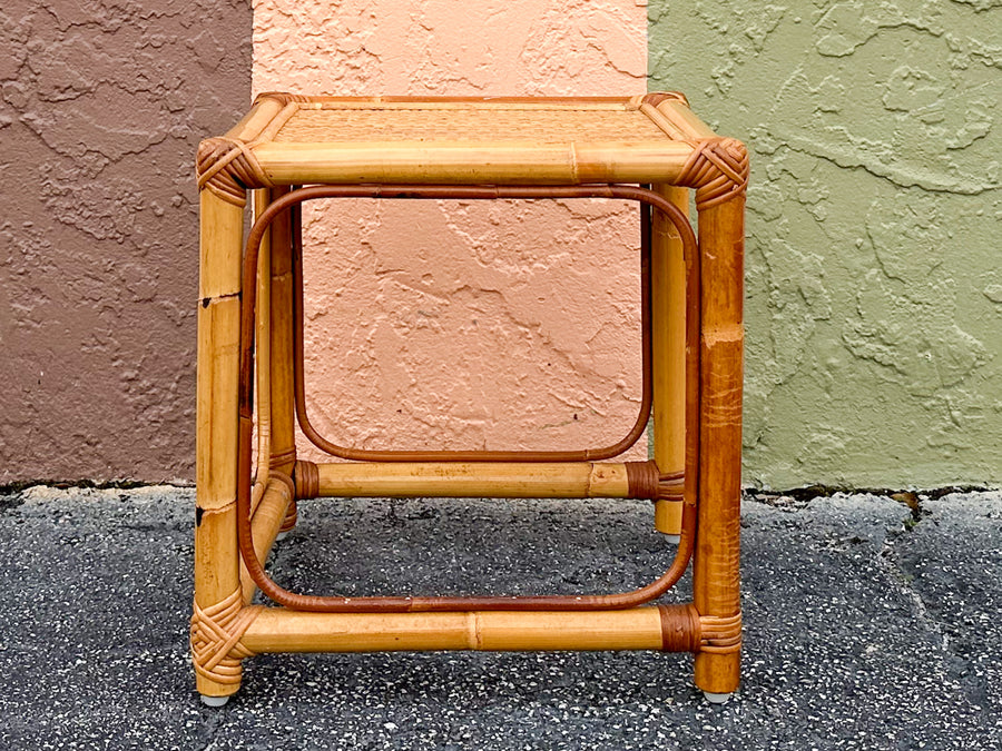 Set of Three Rattan Nesting Tables
