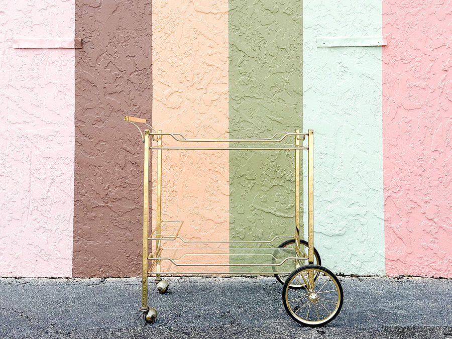 Hollywood Regency Style Metal Bar Cart