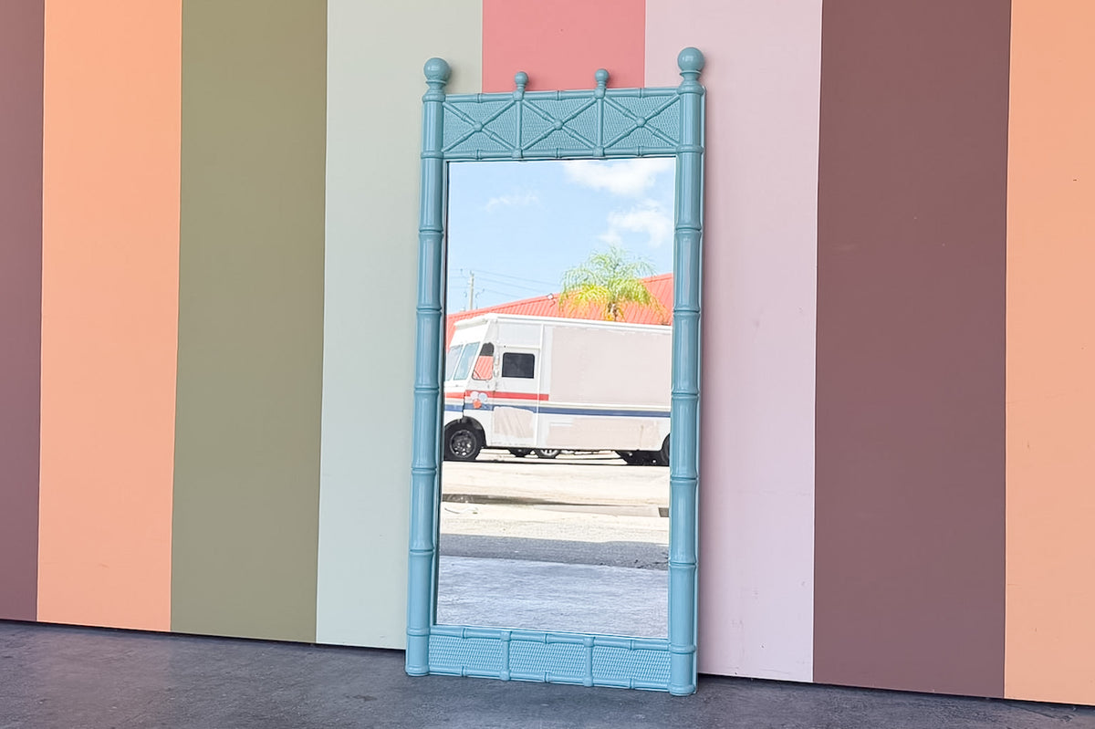 Turquoise Faux Bamboo Omega Mirror