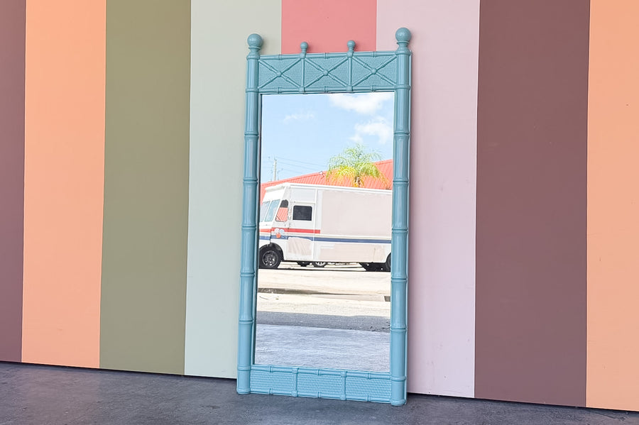 Turquoise Faux Bamboo Omega Mirror