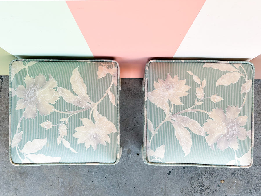 Pair of Floral Chic Parsons Style Stools