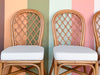 Set of Four Rattan Lattice Dining Chairs