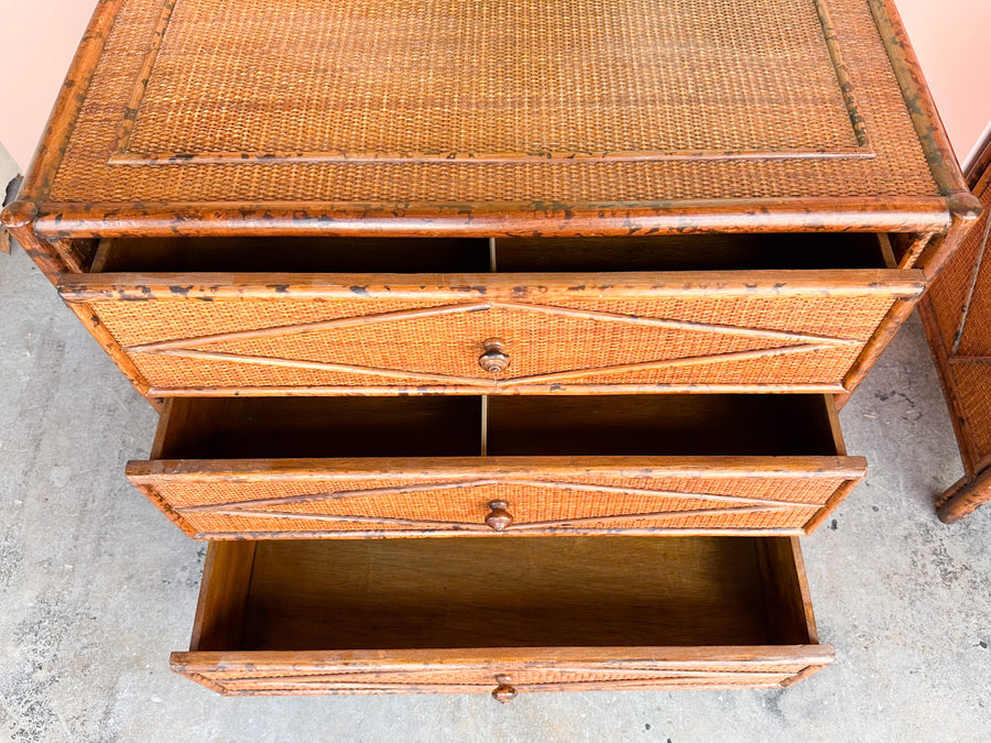 Pair of Tortoiseshell Bamboo Oversized Nightstands by Ralph Lauren