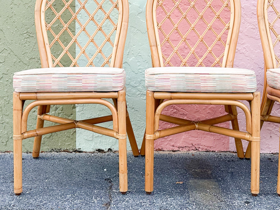 Set of Six Cute Coastal Rattan Dining Chairs