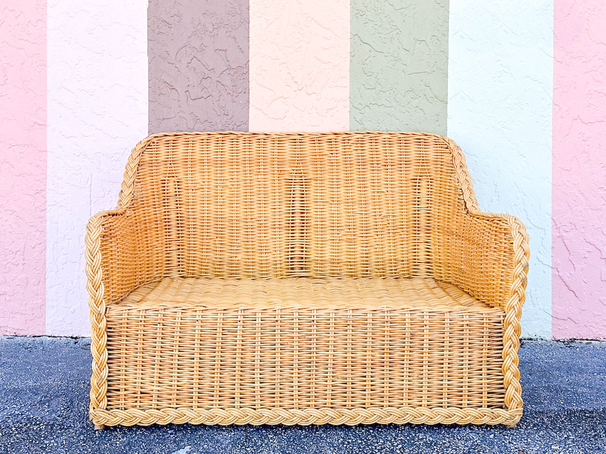 Braided Rattan Loveseat