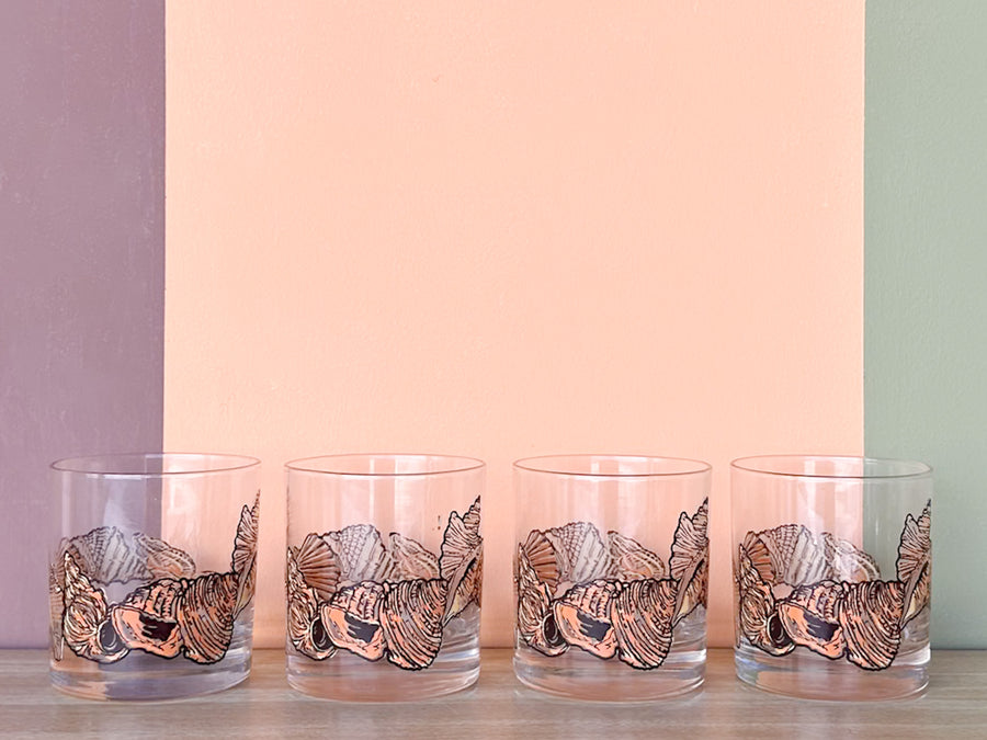 Set of Eight Seashell Rocks Glassware