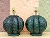 Pair of Gorg Green Island Style Basket Lamps