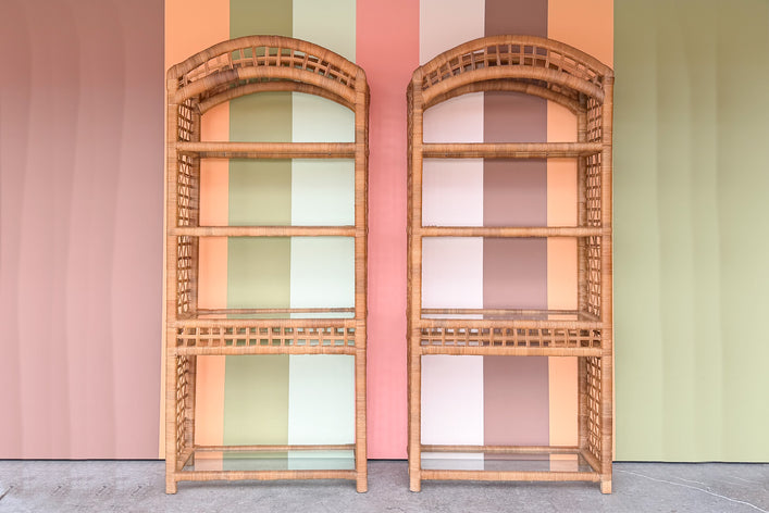 Pair of Rattan Wrapped Etageres
