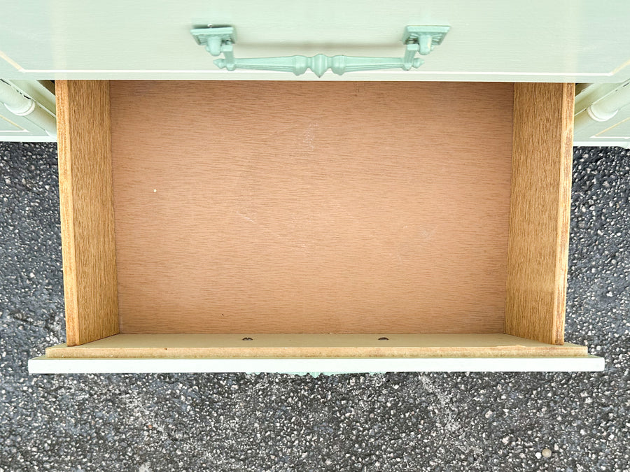 Painted Seafoam Faux Bamboo Dresser
