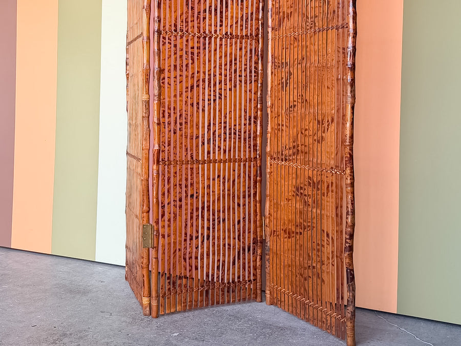 Tortoiseshell Bamboo Three Panel Screen