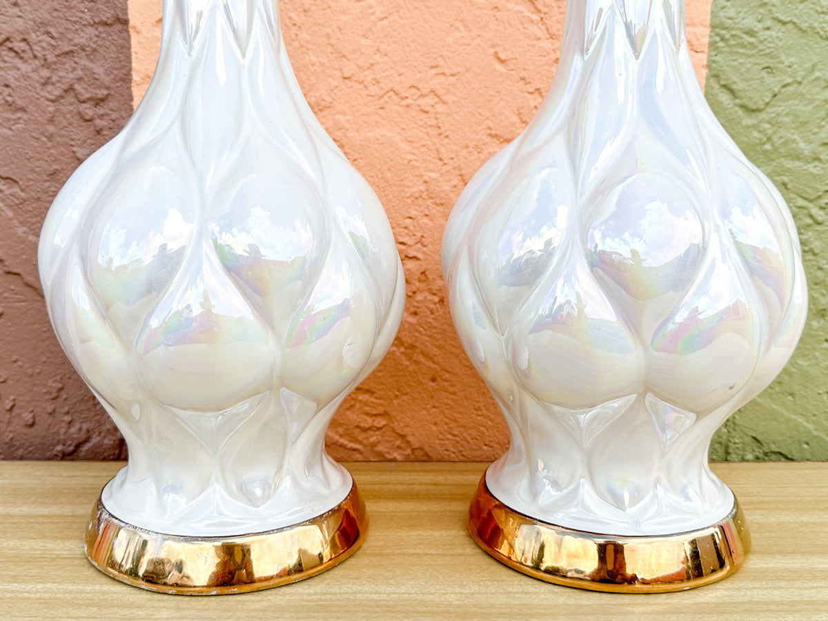 Pair of Iridescent Ceramic Lamps