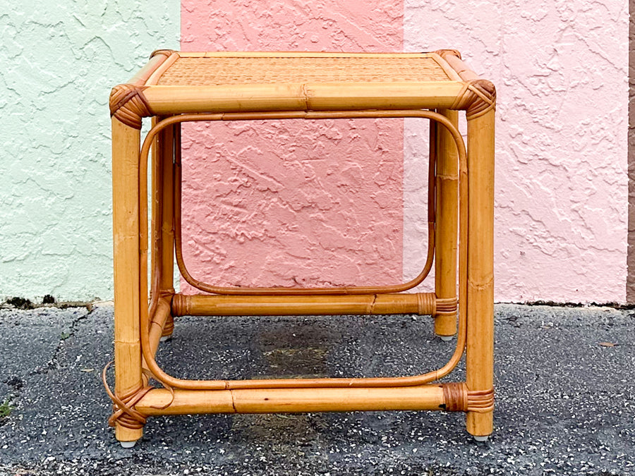 Set of Three Rattan Nesting Tables
