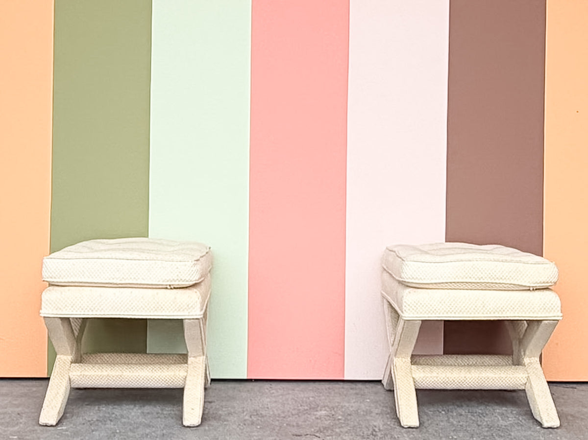 Pair of Upholstered X Benches